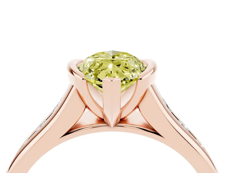 Marquise Half Bezel Engagement Ring Setting for a Fancy Yellow Lab-Grown Diamond | Rose Gold