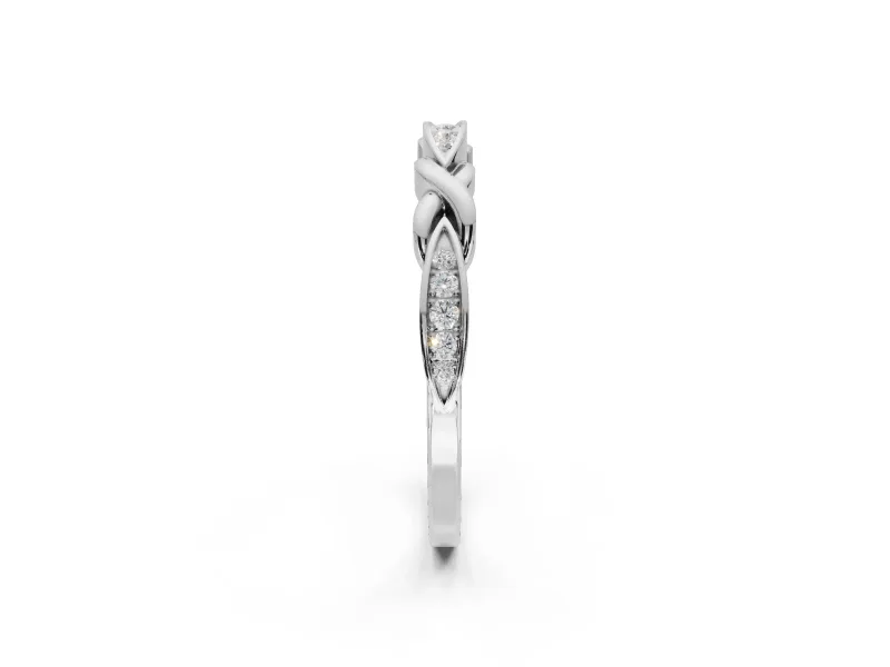 Round Lab-Grown Diamond Graduated Twisted Pavé Wedding Band | Marquise Motifs | Platinum