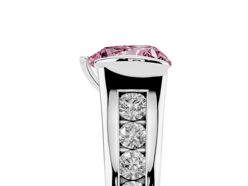 Heart-Shaped Half Bezel Engagement Ring Setting for a Fancy Pink Lab-Grown Diamond | White Gold