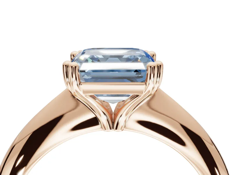 Princess Cut Tapered Solitaire Engagement Ring Setting for a Fancy Blue Lab-Grown Diamond | Rose Gold