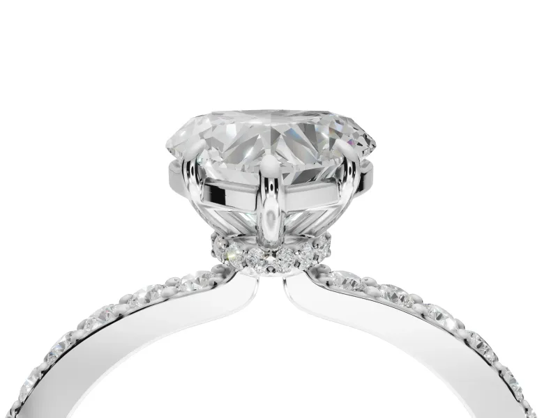Heart-Shaped Hidden Halo Engagement Ring Setting | White Gold