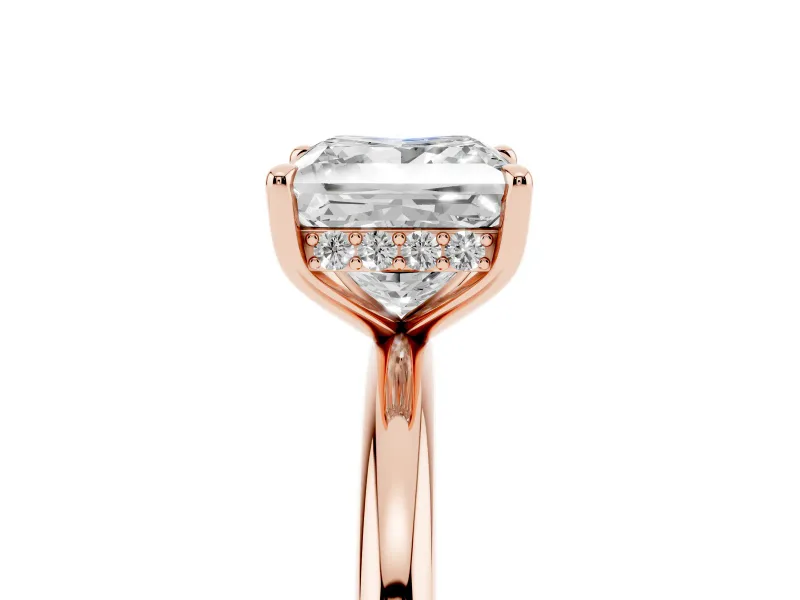 Princess Cut Diamond Solitaire Ring Set in Rose gold with Thin Band and Prong Setting