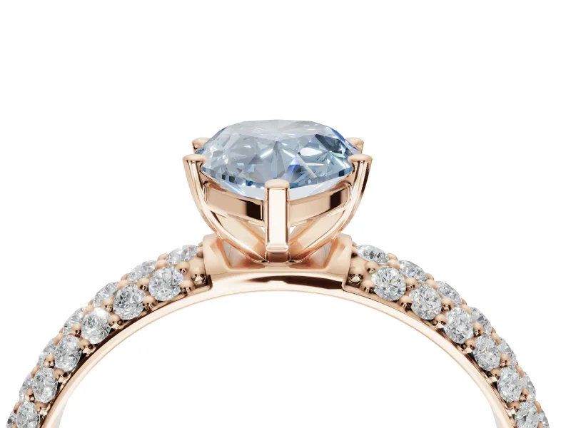 Pear-Shaped Domed Pavé Engagement Ring Setting for a Fancy Blue Lab-Grown Diamond | Rose Gold