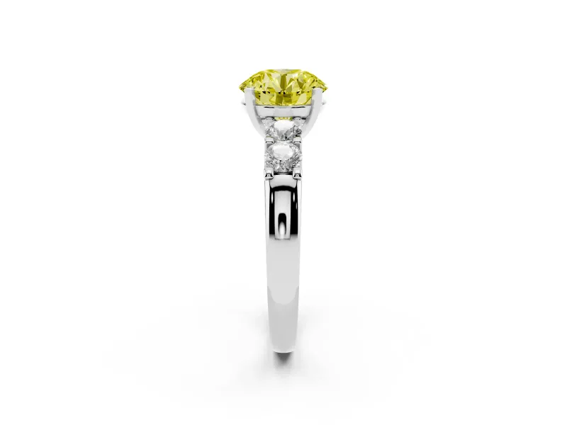 Round Five Stone Engagement Ring Setting for a Fancy Yellow Lab-Grown Diamond | Platinum
