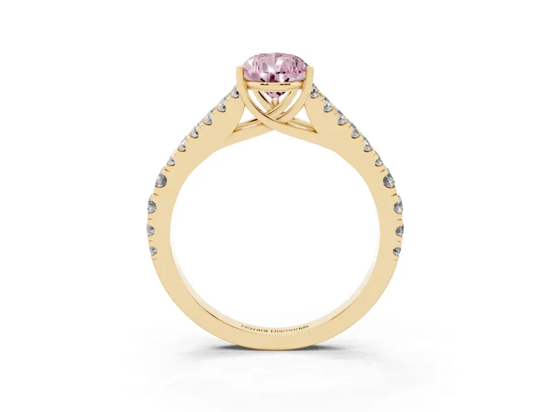 Pear-Shaped Graduated Split Shank Engagement Ring Setting for a Fancy Pink Lab-Grown Diamond | Yellow Gold