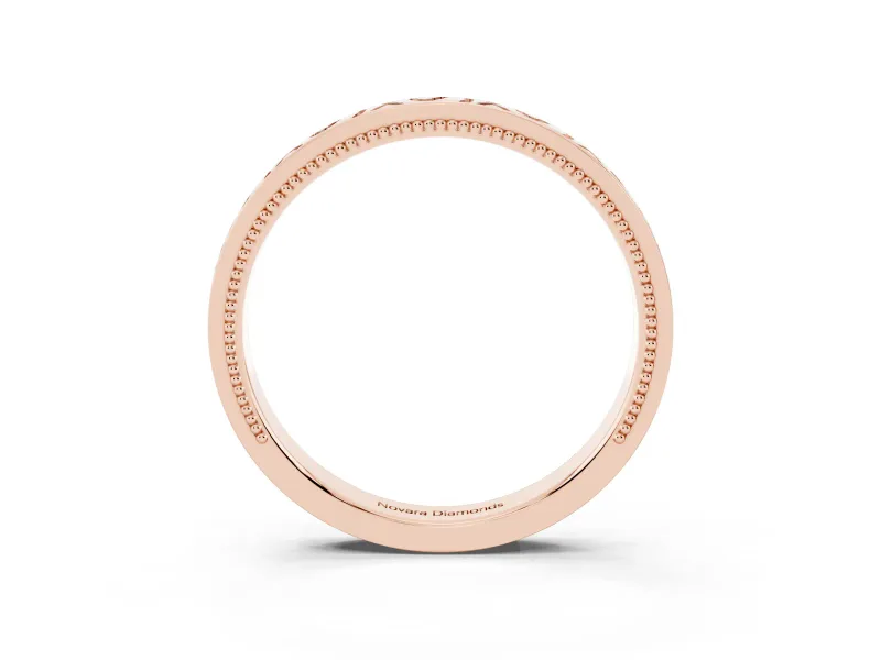Engraved Milgrain Band Set in Rose gold with Vintage-Inspired Pattern