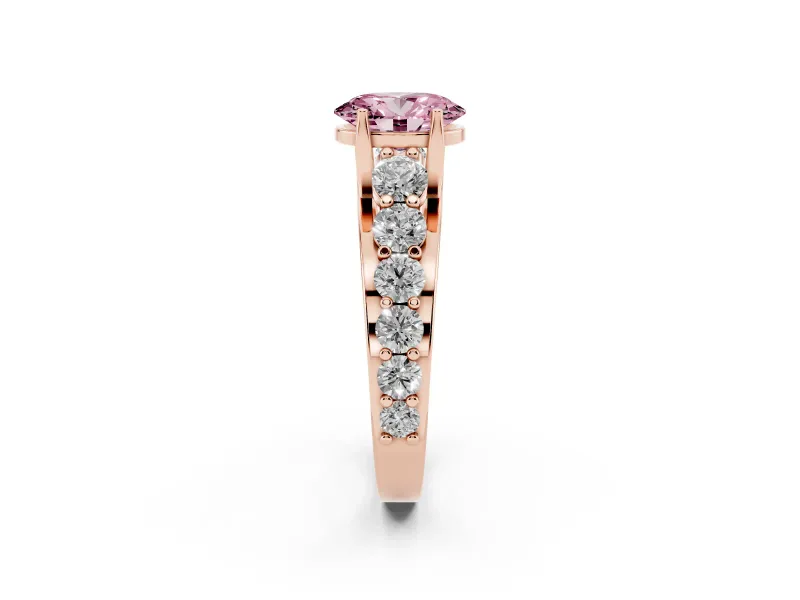 Oval Graduated Engagement Ring Setting for a Fancy Pink Lab-Grown Diamond | Rose Gold