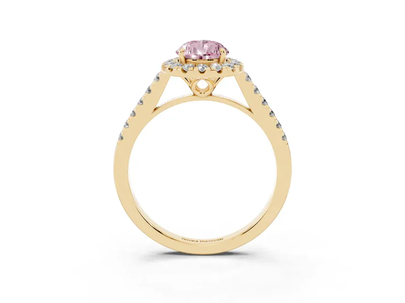 Pear-Shaped Raised Halo Engagement Ring Setting for a Fancy Pink Lab-Grown Diamond | Yellow Gold