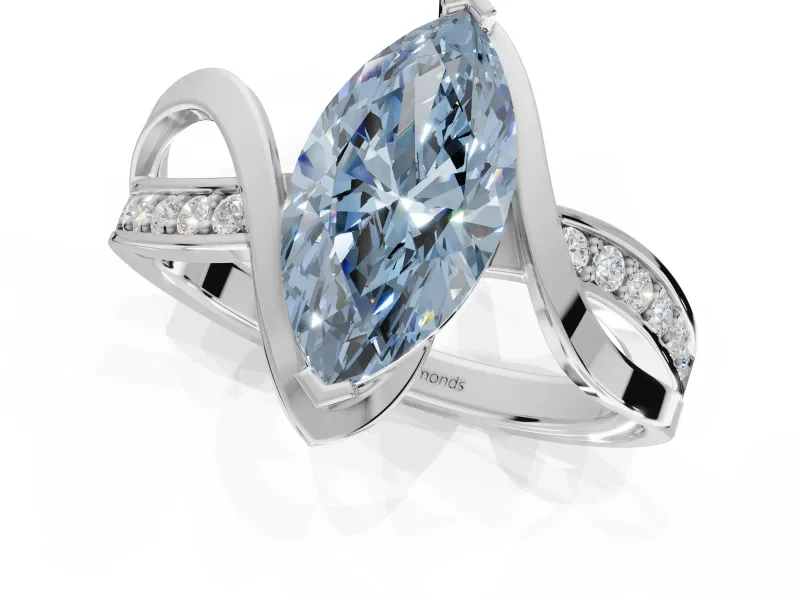 Marquise Bypass Solitaire Engagement Ring Setting for a Fancy Blue Lab-Grown Diamond | Platinum