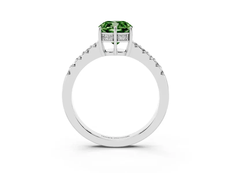 Cushion Cut Engagement Ring Setting for a Fancy Green Lab-Grown Diamond | White Gold - Design NV-24649