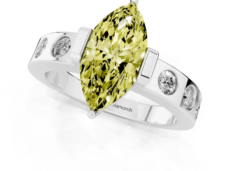 Marquise Tension Style Engagement Ring Setting for a Fancy Yellow Lab-Grown Diamond | Sterling Silver