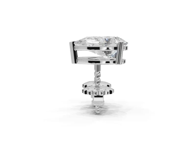 Princess Cut Lab-Grown Diamond Solitaire Basket Stud Earrings | Open Gallery | Sterling Silver
