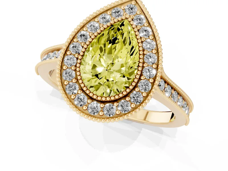 Pear-Shaped Halo Engagement Ring Setting for a Fancy Yellow Lab-Grown Diamond | Yellow Gold - Design NV-24721