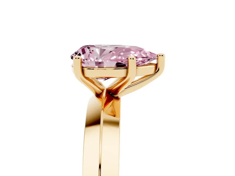 Pear-Shaped Knife-Edge Engagement Ring Setting for a Fancy Pink Lab-Grown Diamond | Yellow Gold
