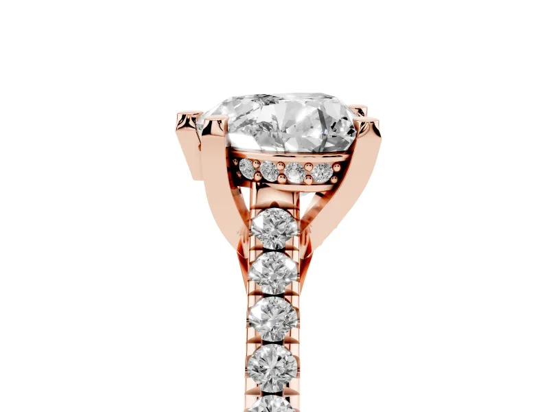 Heart-Shaped Hidden Halo Pave Engagement Ring Setting | Claw Prongs | Rose Gold