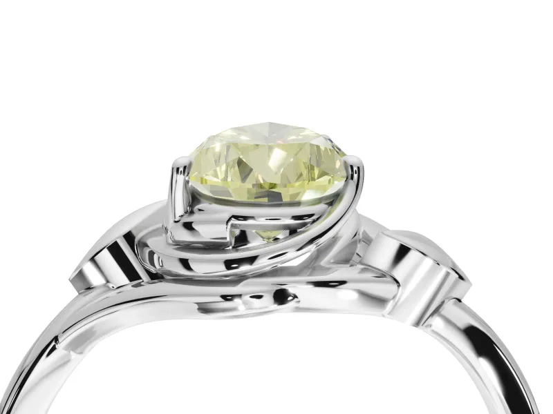 Pear-Shaped Bypass Solitaire Engagement Ring Setting for a Fancy Yellow Lab-Grown Diamond | Platinum