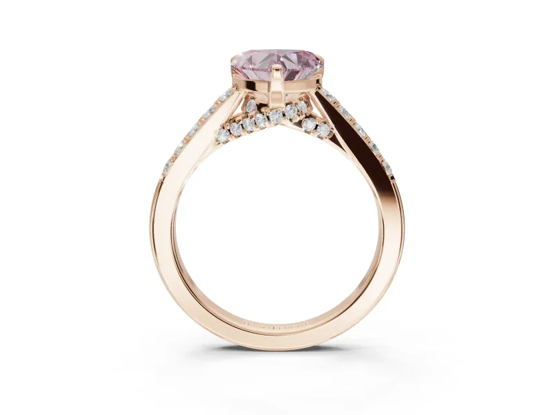 Heart-Shaped Pavé Solitaire Engagement Ring Setting for a Fancy Pink Lab-Grown Diamond | Crossover Gallery | Rose Gold