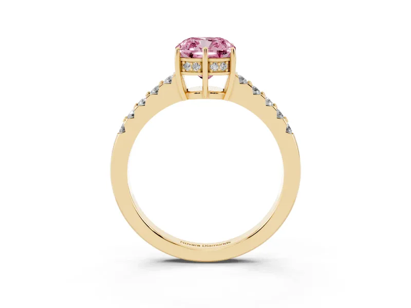 Cushion Cut Engagement Ring Setting for a Fancy Pink Lab-Grown Diamond | Yellow Gold - Design NV-24649