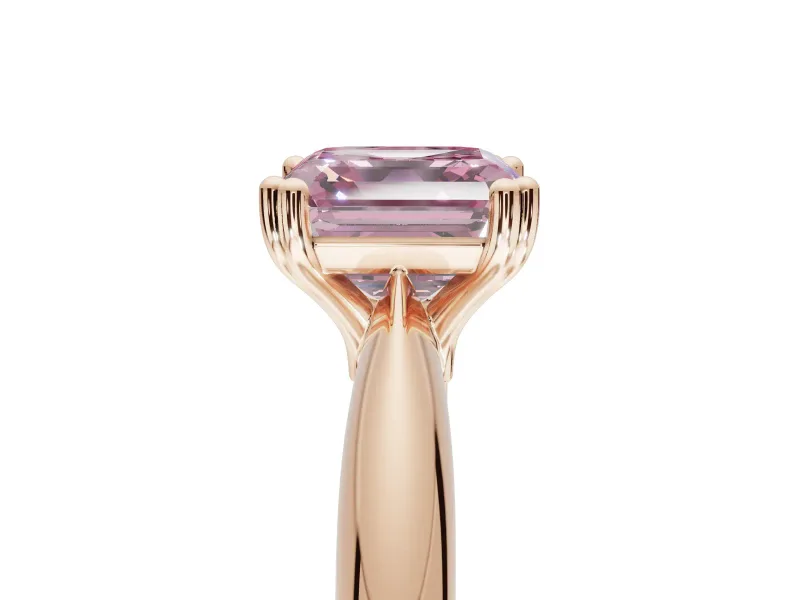 Princess Cut Tapered Solitaire Engagement Ring Setting for a Fancy Pink Lab-Grown Diamond | Rose Gold
