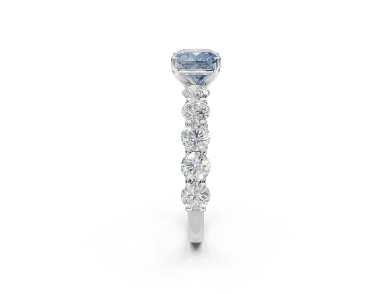 Cushion Cut Engagement Ring Setting for a Fancy Blue Lab-Grown Diamond | Sterling Silver - Design NV-24455