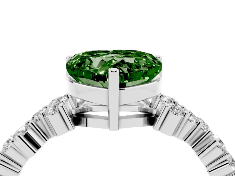 Heart-Shaped Scattered Accent Engagement Ring Setting for a Fancy Green Lab-Grown Diamond | Platinum