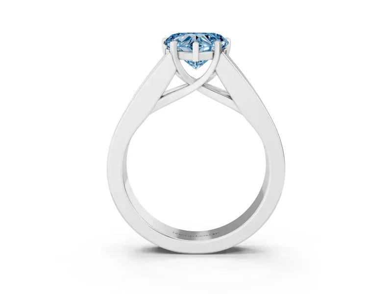 Heart-Shaped Channel-Set Engagement Ring Setting for a Fancy Blue Lab-Grown Diamond | Platinum