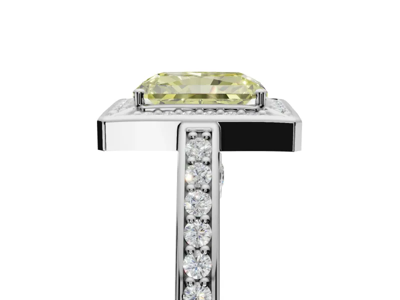 Radiant Cut Sectioned Halo Engagement Ring Setting for a Fancy Yellow Lab-Grown Diamond | Sterling Silver