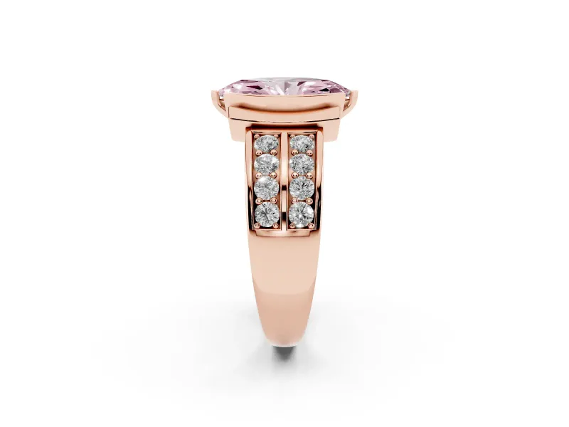 Marquise Half Bezel Engagement Ring Setting for a Fancy Pink Lab-Grown Diamond | Double Row Channel Band | Rose Gold