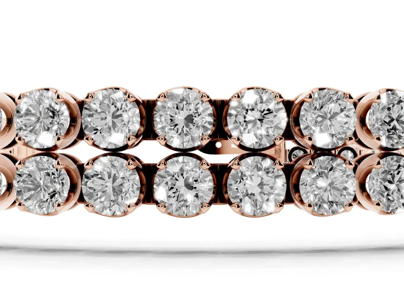 Round Lab-Grown Diamond Double Row Tennis Bracelet | Aligned Rows | Rose Gold
