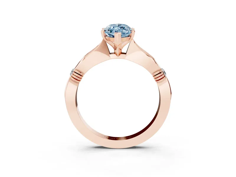 Marquise Floral Solitaire Engagement Ring Setting for a Fancy Blue Lab-Grown Diamond | Rose Gold