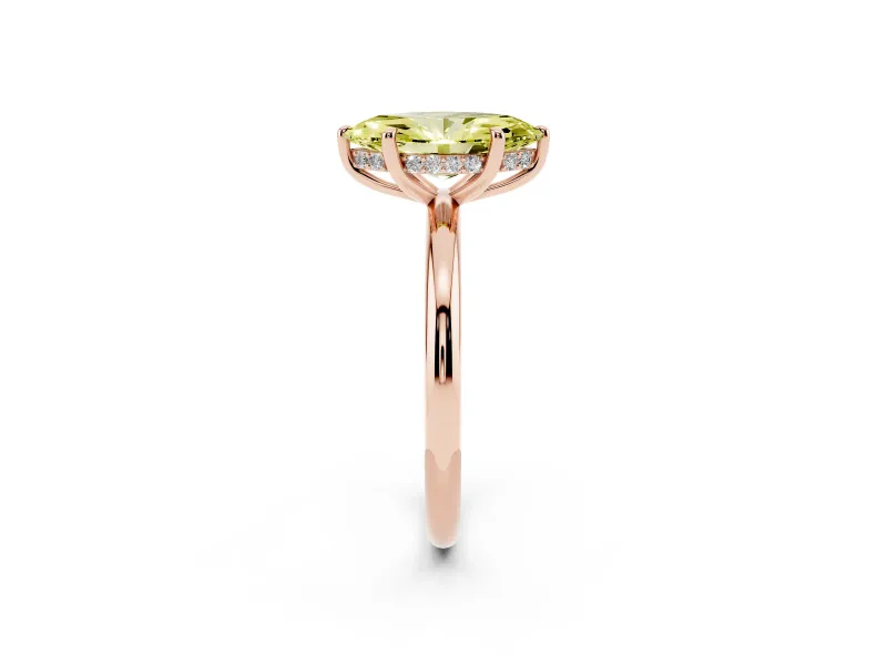 Marquise Hidden Halo Ring Setting for a Fancy Yellow Lab-Grown Diamond | Rose Gold
