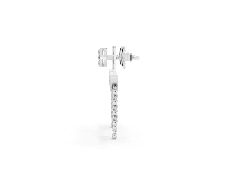 Round Lab-Grown Diamond Cluster Chandelier Drop Earrings | Five Strands | Platinum