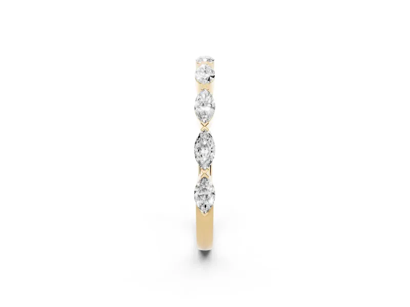 Marquise Diamond Eternity Band Set in Yellow gold with Bezel Setting