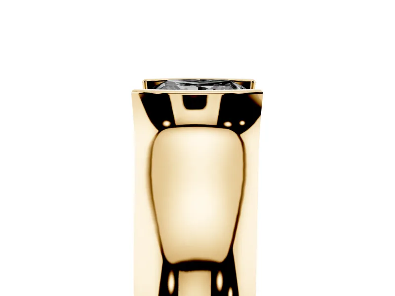 Princess Cut Half Bezel Engagement Ring Setting for a Black Center | Wide Band | Yellow Gold