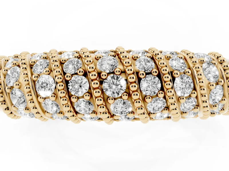 Round Diamond Dome Band Set in Yellow gold with Channel Setting