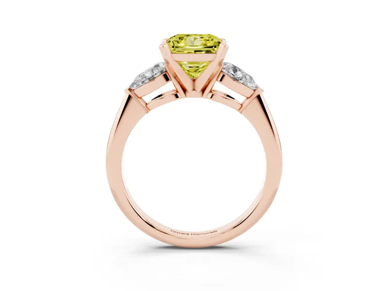 Princess Cut 3-Stone Engagement Ring Setting for a Fancy Yellow Lab-Grown Diamond | Rose Gold