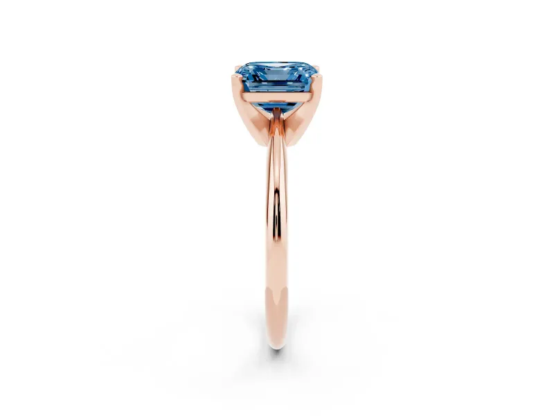 Asscher Cut Engagement Ring Setting for a Fancy Blue Lab-Grown Diamond | Rose Gold