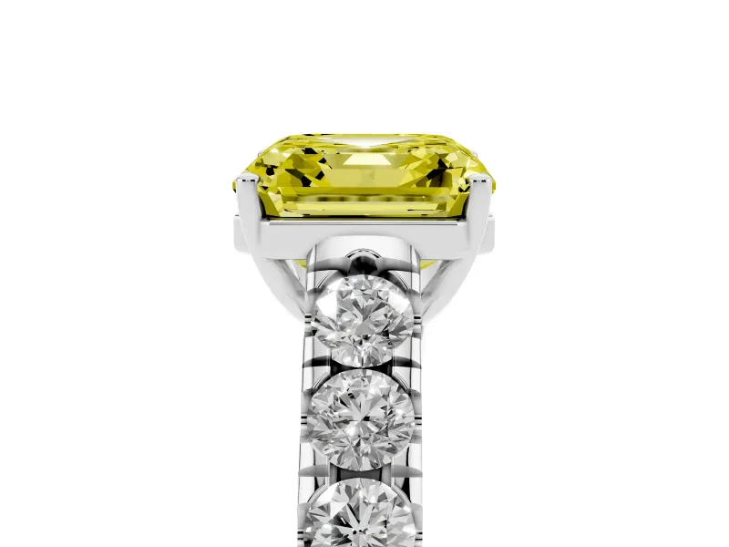Asscher Cut Engagement Ring Setting for a Fancy Yellow Lab-Grown Diamond | White Gold - Design NV-24643