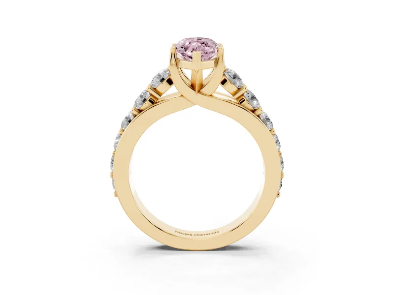 Marquise Graduated Engagement Ring Setting for a Fancy Pink Lab-Grown Diamond | Yellow Gold