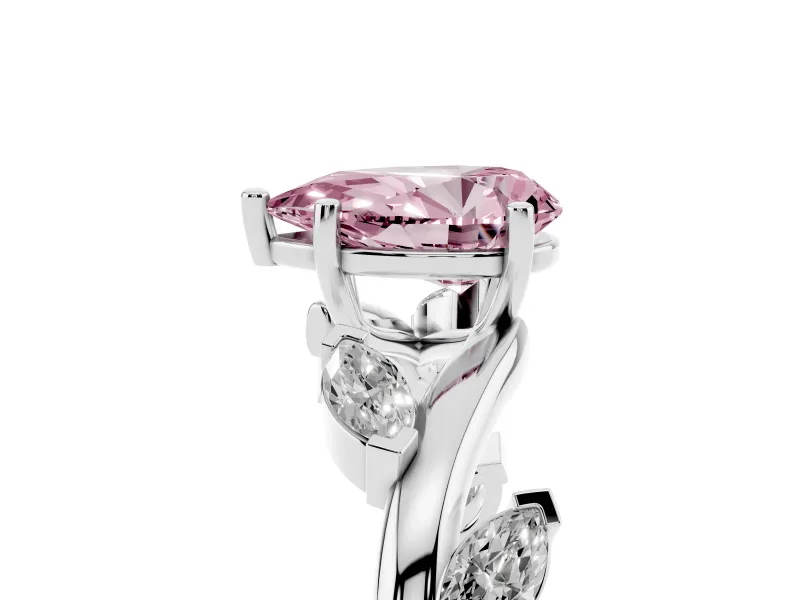 Pear-Shaped Twisted Vine Engagement Ring Setting for a Fancy Pink Lab-Grown Diamond | Platinum