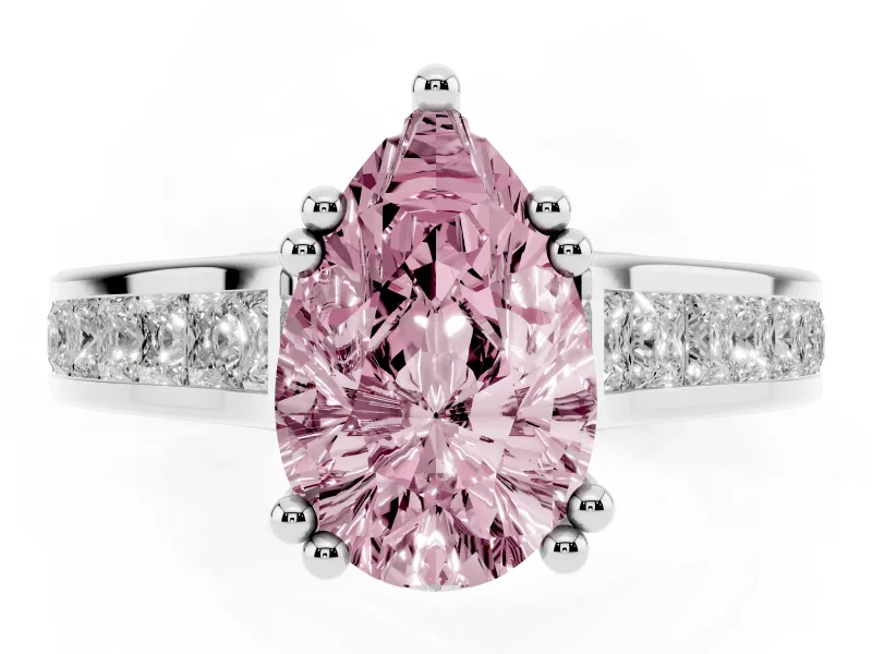 Pear-Shaped Channel Engagement Ring Setting for a Fancy Pink Lab-Grown Diamond | White Gold - Design NV-24671