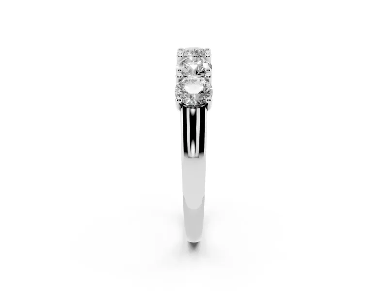 Round Lab-Grown Diamond Five-Stone Wedding Band | Trellis Prongs | Platinum