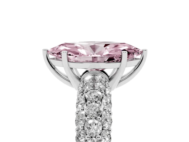 Marquise Multi Row Pave Engagement Ring Setting for a Fancy Pink Lab-Grown Diamond | Sterling Silver