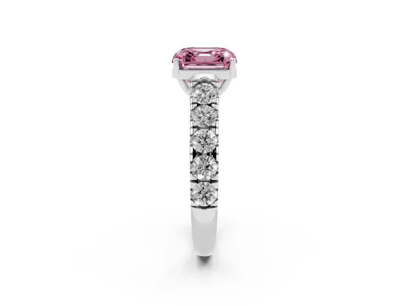 Asscher Cut Engagement Ring Setting for a Fancy Pink Lab-Grown Diamond | White Gold - Design NV-24643