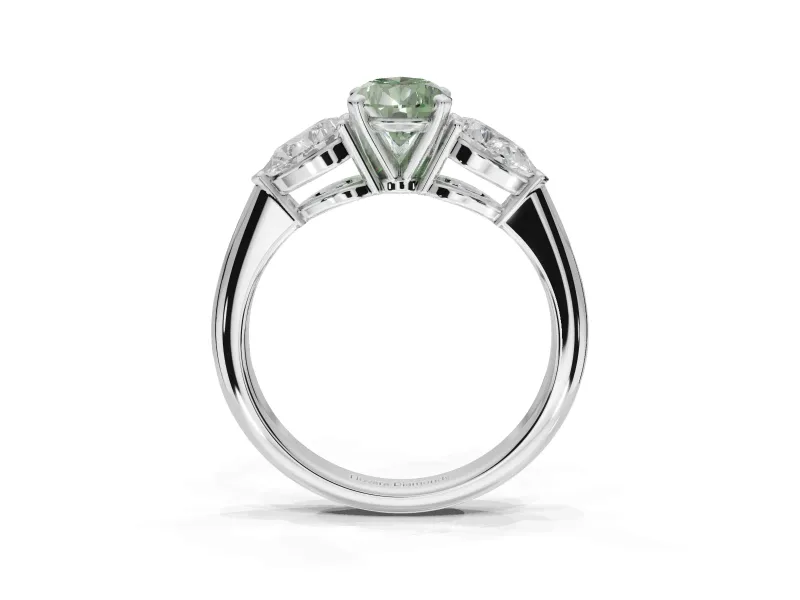 Pear-Shaped 3-Stone Engagement Ring Setting for a Fancy Green Lab-Grown Diamond | Platinum