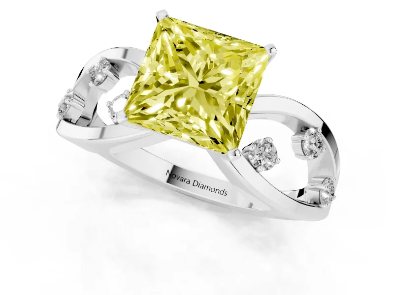 Princess Cut Loop Engagement Ring Setting for a Fancy Yellow Lab-Grown Diamond | Platinum