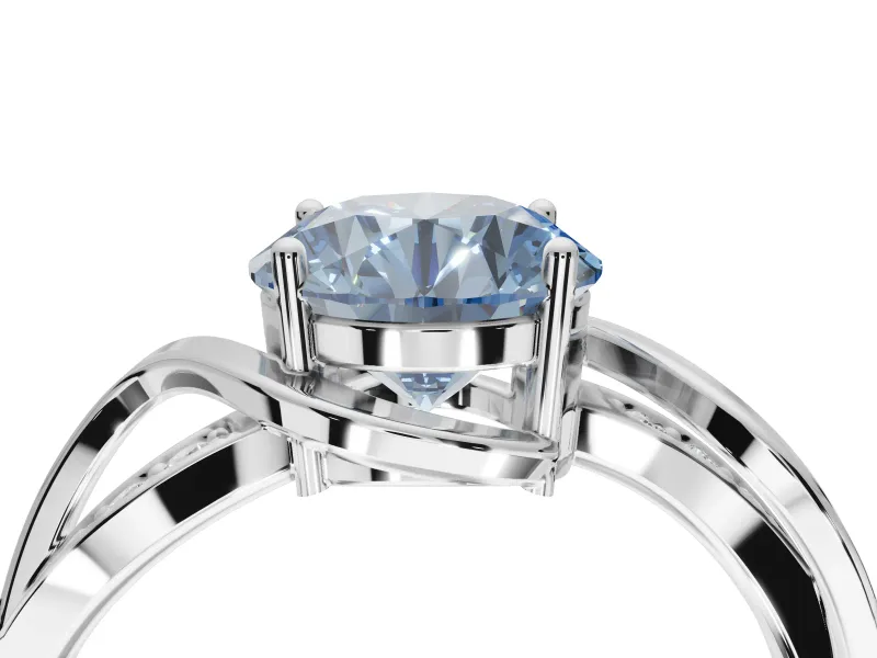 Round Bypass Solitaire Engagement Ring Setting for a Fancy Blue Lab-Grown Diamond | Pavé and Plain Strands | Platinum