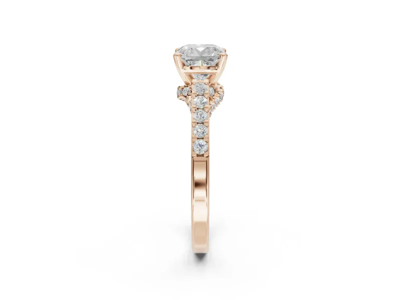 Cushion Cut Pavé Solitaire Engagement Ring Setting | Crossover Gallery | Rose Gold