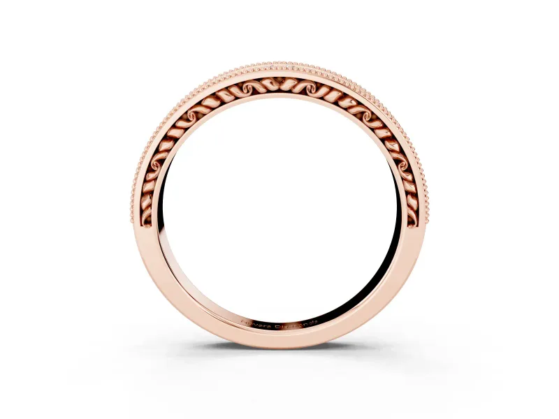 Round Diamond Pavé Eternity Band Set in Rose gold with Milgrain Edge