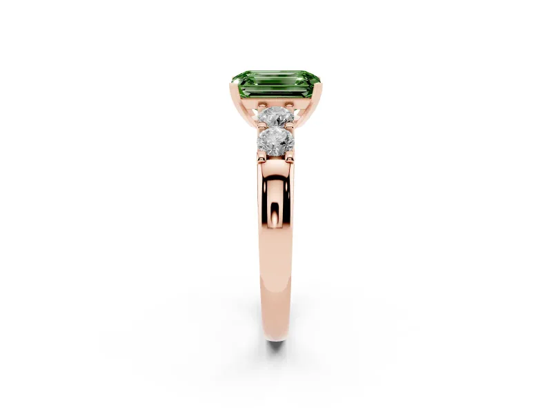 Emerald Cut Five Stone Engagement Ring Setting for a Fancy Green Lab-Grown Diamond | Rose Gold